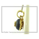 Art Deco Natural Amethyst Pendant: Oxidized and 18K Gold Filled Sterling Silver