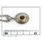 Natural Red Garnet Byzantine Filigree Pendant: Oxidized and 18k Gold Filled Sterling Silver