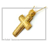 Byzantine Filigree Orthodox Christian Religious Baptism Cross Pendant 18K Solid Gold Cross