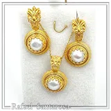 Ancient Greek Antefix Pearl Earrings: Sterling Silver 18K Gold-Filled Filigree jewelry