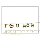 I LOVE U MOM Charm Personalised Necklace: Sterling Silver 18K Gold Filled Enamel Colored