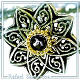 Natural Amethyst Byzantine Star Bracelet: Oxidised Sterling Silver, 18K Gold Filled Bezel