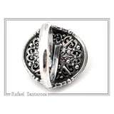 Dark Red Genuine Garnet Byzantine Style Ring: Oxidized Sterling Silver & 18K Gold Filled Bezel