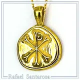 Chi Rho Jesus Christ Religious Pendant: 18k Gold Filled Sterling Silver Orthodox Catholic Charm