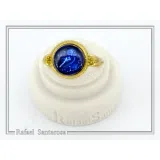 Athena Owl Coin Tetradrachm Ring: Blue Transparent Enamel on 18K Gold-Filled Filigree Sterling Silver