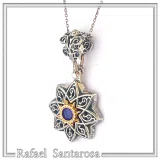 Byzantine Amethyst Filigree Detail Necklace: Oxidised and 18K Gold Filled Sterling Silver