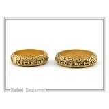 Orthodox Religious "Jesus Have Mercy" Prayer Ring: Byzantine Solid Gold Wedding Band