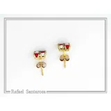 Rose Flowers minimal Stud Earrings: Red and White Alabaster Flowers, Sterling Silver 18K Gold-Filled