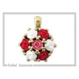 Handmade Alabaster Rose Flowers Necklace: Sterling Silver 18K Gold Filled Floral Pendant