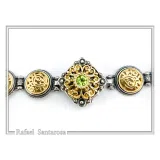 Natural Gemstone Byzantine Beaded Bracelet: Oxidized and 18K Gold Filled sterling Silver