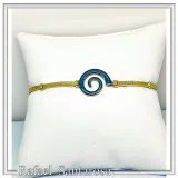 Spiral Sea Blue Enamel Charm Bracelet: Eternity Symbol of Galaxy 18K Gold Filled Silver