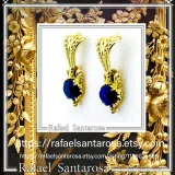 Byzantine Filigree Genuine Lapis Lazuli Delicate Earrings: Sterling Silver 18K Gold-Filled