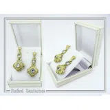 Byzantine Filigree Drop Earrings: Sterling Silver 18K Gold-Filled, Natural Topaz
