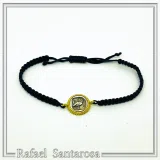 Owl Coin Bracelet Macrame Cord 18K Gold Filigree Base, Oxidized Sterling Silver Tetradrachm coin