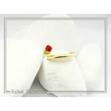 Adjustable Band with Alabaster Rose flower gem: Handmade Sterling Silver 18K Gold-Filled Ring