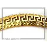 Greek Key Meander Design Adjustable Cuff Bracelet: Sterling Silver 18K Gold Filled