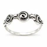 Spiral Eternity Symbol Beaded Ring: Handmade Oxidized Sterling Silver