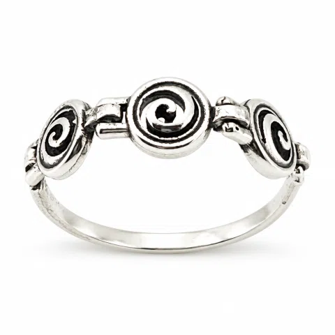 Spiral Eternity Symbol Beaded Ring: Handmade Oxidized Sterling Silver