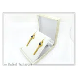 Natural Lapis Lazuli Greek Column Museum Earrings: Sterling Silver 18K Gold Filled Filigree Bezel