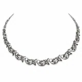 Olive Leaf Branch Beaded Floral Necklace Ancient Greek Symbol of Peace & Victory: Oxidized Silver