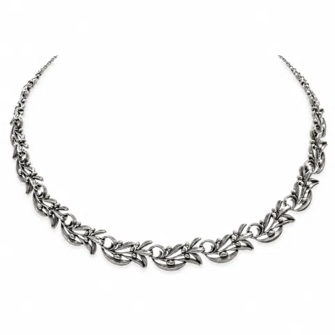 Olive Leaf Branch Beaded Floral Necklace Ancient Greek Symbol of Peace & Victory: Oxidized Silver