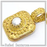 Genuine pearl Byzantine Filigree handmade Pendant: Sterling Silver 18K Gold Filled