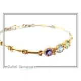 18K Solid Gold Amethyst, Topaz, Peridot, Garnet, Citrine Genuine Gemstone Beaded Bracelet