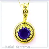 Genuine Lapis Lazuli Greek Filigree Pendant: Sterling Silver 18K Gold Filled Natural Pearl Necklace