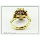 Natural Amethyst Black and Gold Byzantine Ring: 18K Gold Filled & Oxidized Sterling Silver