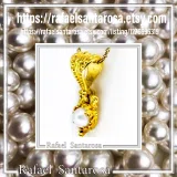 Natural Pearl Necklace: Byzantine Filigree 18K Gold-Filled Pendant