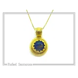 Lapis Lazuli Filigree Pendant: Ancient Greek Art genuine stone Sterling Silver K18 Gold-Filled,