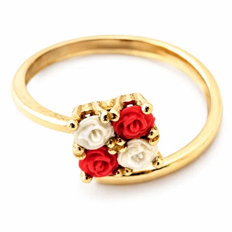 Alabaster Gems Rose Flower shaped Adjustable Ring: Sterling Silver 18K Gold-Filled, Floral Jewelry