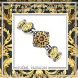 Natural Gemstone Byzantine Beaded Bracelet: Oxidized and 18K Gold Filled sterling Silver