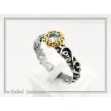 Genuine Gemstones Stacking Ring: Oxidized Sterling Silver & Gold-Filled Bezel