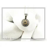 Genuine Sky-Blue Topaz Byzantine Filigree Necklace: Oxidized and 18K Gold Filled Sterling Silver