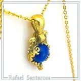 Lapis Lazuli Sterling Silver Necklace: 18K Gold-Filled Filigree, Pearl, Garnet, Peridot, Amethyst, Topaz