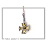 Byzantine Museum Religious Cross Pendant: 18K Gold Filled Filigree Cross on Oxidized Sterling Silver
