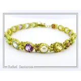 Natural Gemstone Multi stone Tennis Bracelet: Sterling Silver 18K Gold Filled Byzantine ornaments