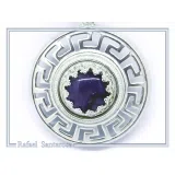 Natural Lapis Lazuli Greek Key Wreath Necklace: Sterling Silver Pendant