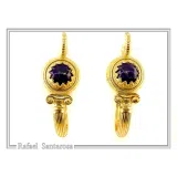 Genuine Lapis Lazuli Greek Column Hoop Earrings: 18K Gold-Filled Sterling Silver, Museum Jewelry