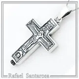 Byzantine Relic Holder Reliquary Cross Pendant: Oxidized Sterling Silver Cross for Men