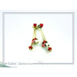 Red Rose Dangle Earrings: 18K Gold Filled Sterling Silver Floral Bouquet