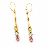 Topaz, Peridot, Amethyst Natural Gemstone Dangle Earrings: Gold Filled Sterling Silver
