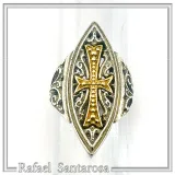 Medieval St John Knights Maltese Cross Ring: Oxidized & 18K Gold-Filled Sterling Silver Ring