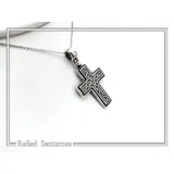 Oxidized Sterling Silver Men Cross Pendant: Byzantine Design Christian Necklace
