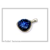 ICXC NIKA Constantinato Christogram Christian Cross Talisman Pendant: Blue Transparent Enamel Silver Necklace