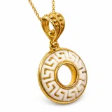 Greek Key Maiandros Marble Sculptured Pendant: 18K Gold Filled Sterling Silver Museum Inspired Necklace