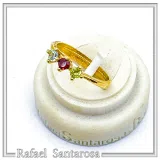 Sterling Silver 18k Gold Filled Ring with Garnet Topaz Peridot Handmade Modern Jewelry Design