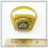 Tetradrachm Owl Coin Filigree Ring: Oxidized Silver Coin on 18K Gold Filled, Museum Replicas