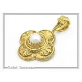 Natural Lapis Lazuli Byzantine Filigree Cross Pendant: 18K Gold-Filled Sterling Silver